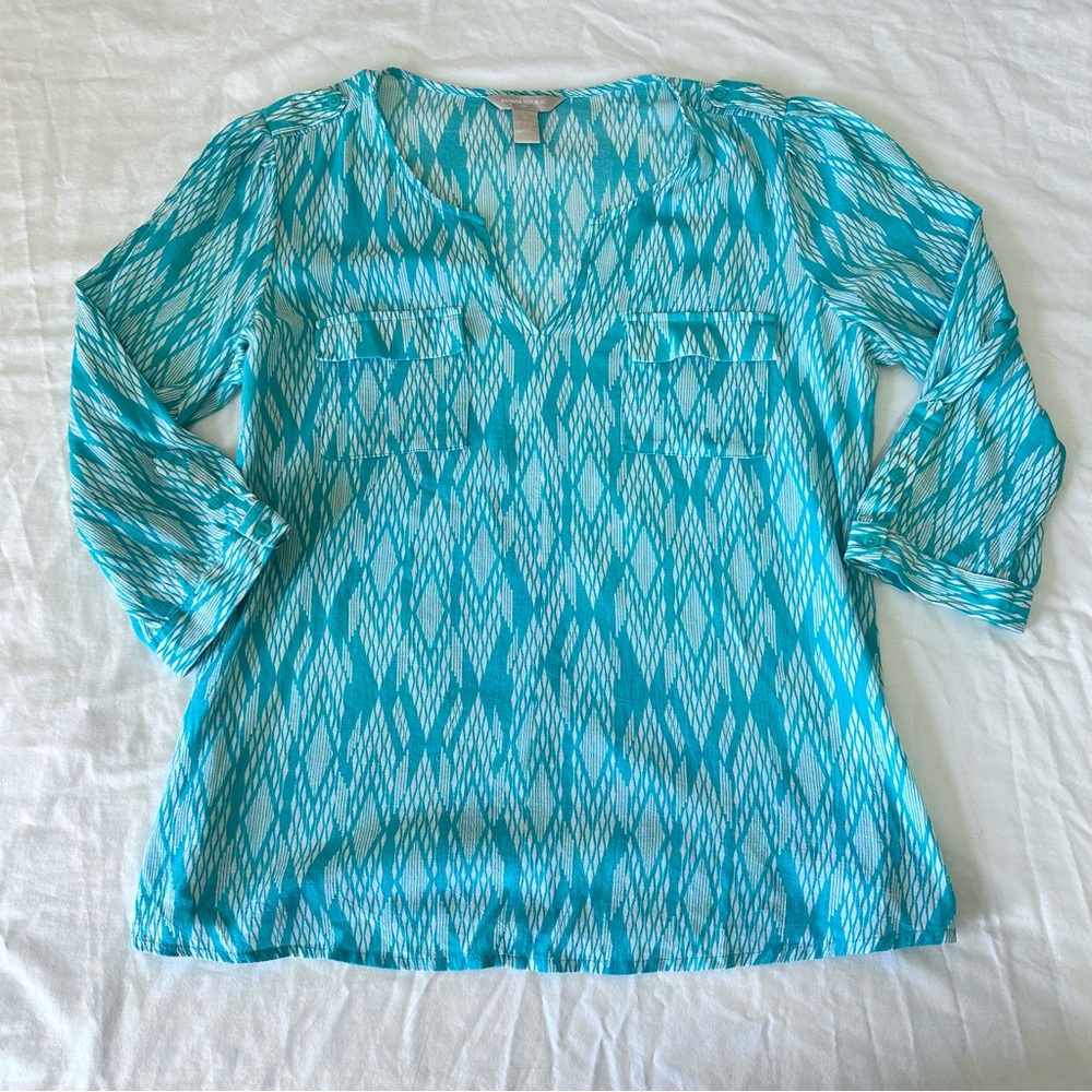 Banana Republic Teal Linen Top Size Large